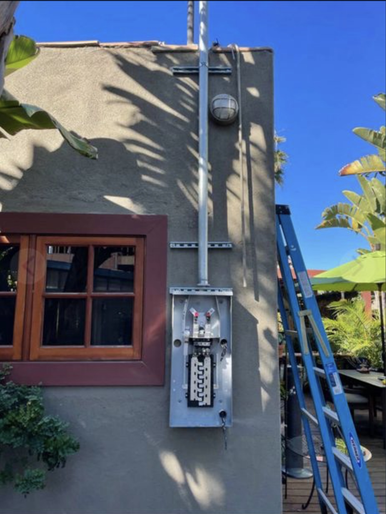 New main service panel and mast installation